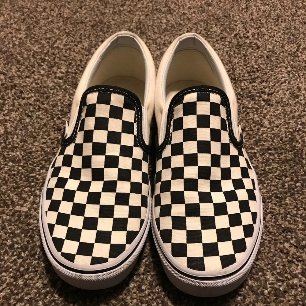 Checkerboard slip on vans